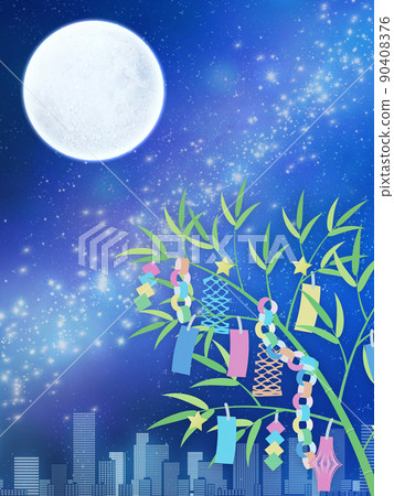 Tanabata cityscape background material Tanabata cityscape background material 90408376