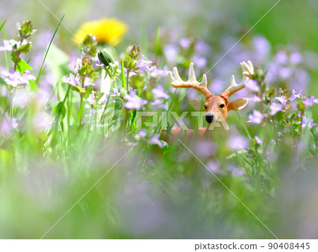 Deer figures and flowers Deer figures and flowers 90408445