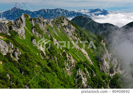 Harinokidake / Rengedake and Ushirotateyama mountain range seen from Mt. Tsubakuro 90408692
