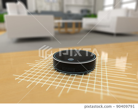 Robotic vacuum cleaner or sweeper display sensor on  working area 90409791