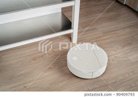 Robot vacuum cleaner or sweeper in house 90409793