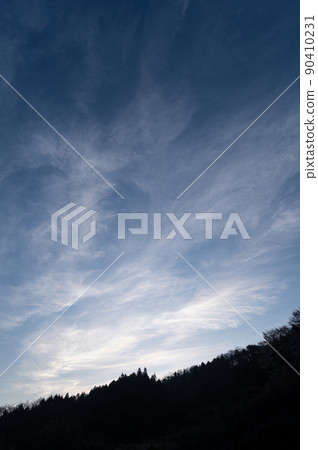 Early morning sky with cirrus clouds Spring scenery 90410231