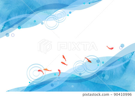 具有透明水彩觸感的紅色金魚的背景圖像 90410996