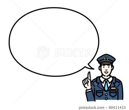 一名警官男子在講話泡泡中提出建議 90411415