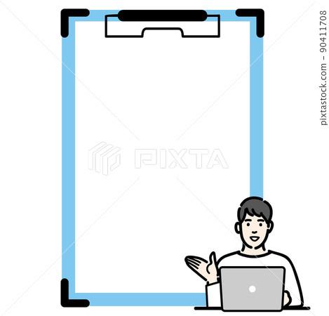 年輕人在筆記本電腦前用活頁夾解釋 90411708