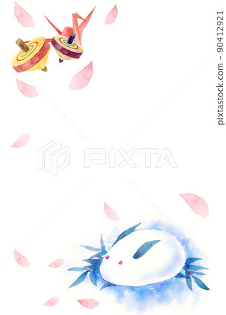 雪兔和頂級水彩明信片尺寸 雪兔和頂級水彩明信片尺寸 90412921