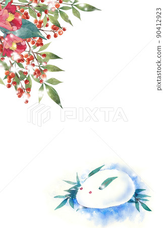 雪兔和南天水彩明信片尺寸 雪兔和南天水彩明信片尺寸 90412923