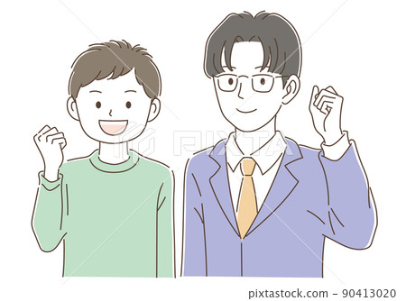 A teacher in a guts pose and a student in plain clothes 90413020