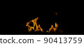 Fire Flames Igniting And Burning, Fiery orange glowing. Abstract background on the theme of fire. Real flames ignite. Royalty high-quality free stock image of overlay flames isolated on black backgrou 90413759