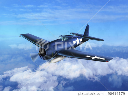 F6F Hellcat 圖像在天空中飛翔 90414179