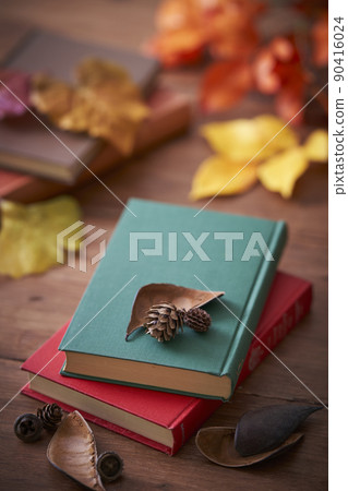 秋季閱讀形象:落葉和書籍 秋季閱讀形象:落葉和書籍 90416024