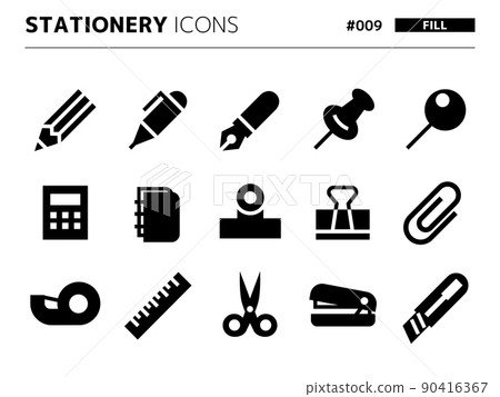 Stationery related fill style icon set_009 Stationery related fill style icon set_009 90416367