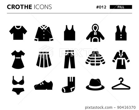 Fill style icon set related to clothing_012 Fill style icon set related to clothing_012 90416370
