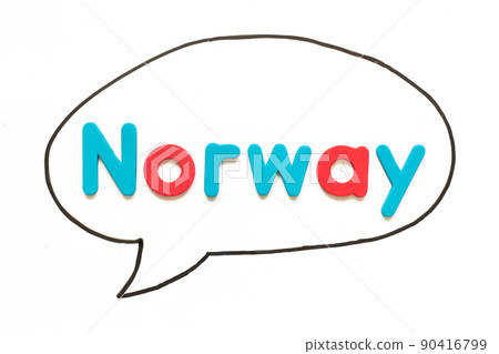 Alphabet letter with word norway in black line hand drawing as bubble speech on white board background Alphabet letter with word norway in black line hand drawing as bubble speech on white board background 90416799
