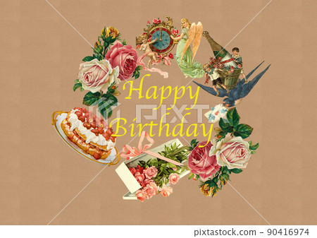 復古拼貼生日賀卡 90416974