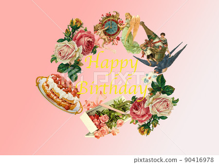 Vintage collage birthday card 90416978
