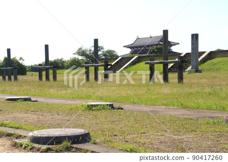 The foundation of the Daiichiji Daigokuden and the Dainiji Daigokuden, which were restored in the site of the Heijo Palace, a World Heritage Site in Nara City. The foundation of the Daiichiji Daigokuden and the Dainiji Daigokuden, which were restored in the site of the Heijo Palace, a World Heritage Site in Nara City. 90417260