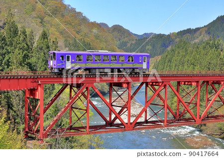 Akita Inland Transit Railway AN-8802 Crossing the Omata River Bridge 90417664