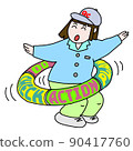 Woman turning PDCA hula hoop 90417760