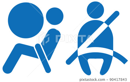 汽車駕駛安全帶安全氣囊座椅人圖標象形圖藍色 汽車駕駛安全帶安全氣囊座椅人圖標象形圖藍色 90417843