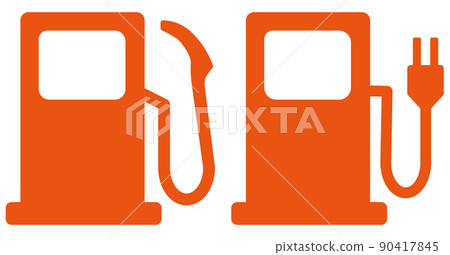 加油站、檯燈、加油、充電圖標、象形圖、紅色 90417845