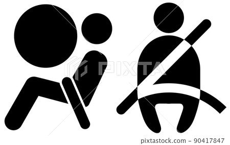 汽車駕駛安全帶安全氣囊座椅人圖標象形圖黑色 90417847