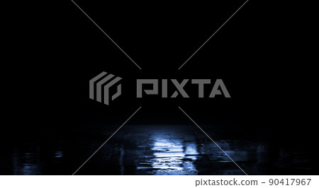 3D Rendering abstract wet asphalt with reflection of lights. 90417967