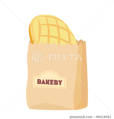 Illustration of melon bread in a paper bag (vector) Illustration of melon bread in a paper bag (vector) 90418081