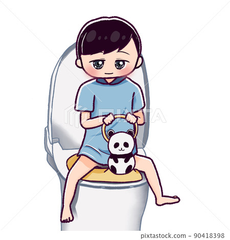 Boy doing potty training 90418398
