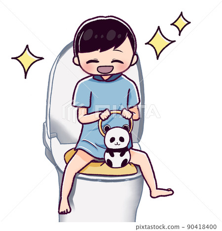 Boy laughing after potty training 90418400