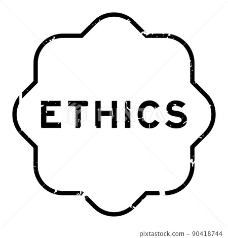 Grunge black ethics word rubber seal stamp on white background 90418744