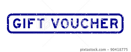 Grunge blue gift voucher word square rubber seal stamp on white background 90418775