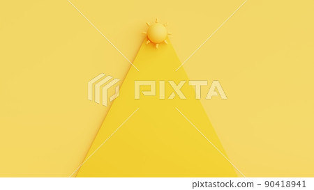 Sun with sunlight on yellow background.Colorful summer minimal background with copy space.3D Rendering Illustration. Sun with sunlight on yellow background.Colorful summer minimal background with copy space.3D Rendering Illustration. 90418941