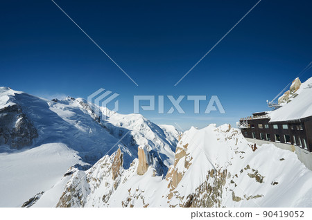 Landscape of Aiguille du Midi, Chamonix Mont Blanc valley, France 90419052