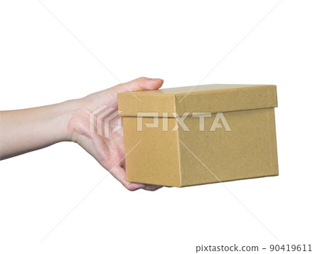 Hand holding the box 90419611