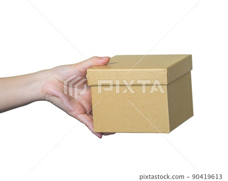 Hand holding the box 90419613