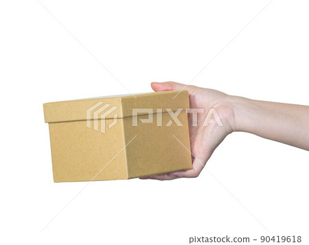 Hand holding the box 90419618