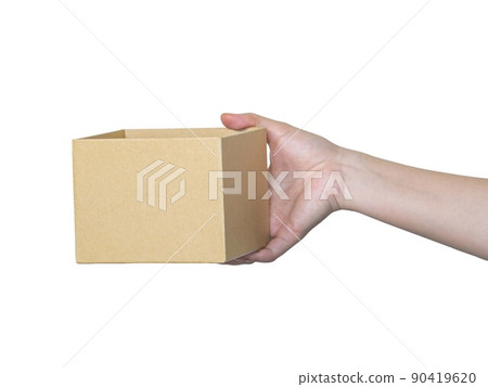 Hand holding the box 90419620