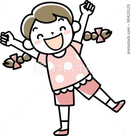Girl in summer clothes jumping up with a smile - Stock Illustration ...
