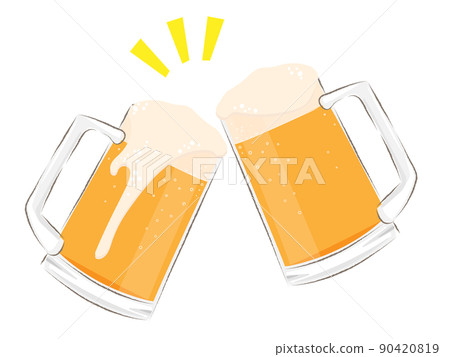 用裝滿氣泡的啤酒杯吐司 90420819