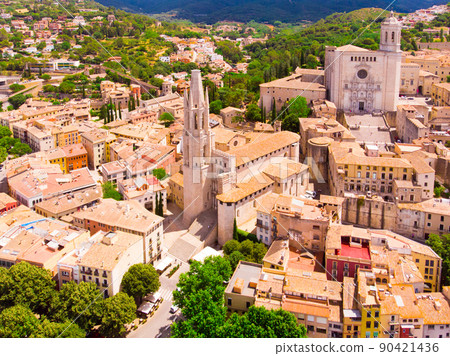 top view of the historical part of the city of Gerona. Catalonia top view of the historical part of the city of Gerona. Catalonia 90421436