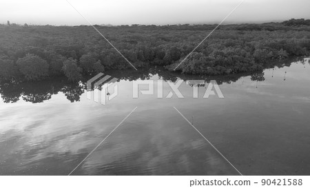 [Sepia] Aerial view Ishigaki Island Nagura Ampal 90421588