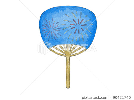 Illustration of a fan with a fireworks pattern (watercolor style) Illustration of a fan with a fireworks pattern (watercolor style) 90421740