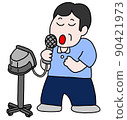 A man singing karaoke 90421973