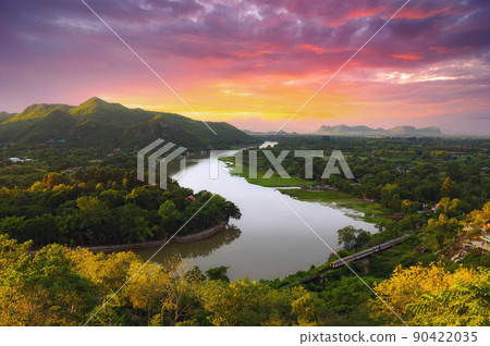 landscape in the morning of the Kwai Noi River 90422035