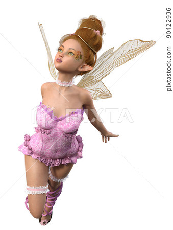 3D Fairy girl with yellow hair and wings in pink 3D Fairy girl with yellow hair and wings in pink 90422936