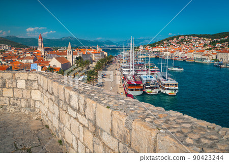 Trogir old town and harbor view from the terrace, Croatia 90423244