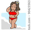 A woman in a red swimsuit 90423563