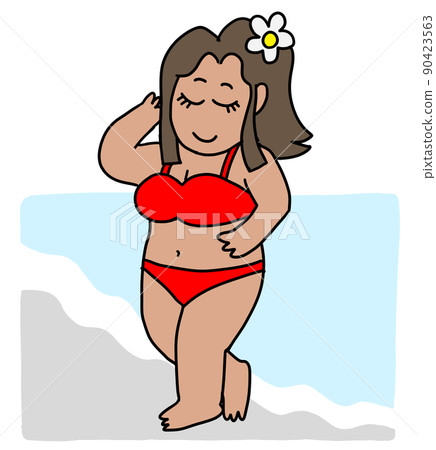 A woman in a red swimsuit A woman in a red swimsuit 90423563