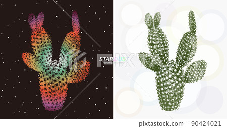 用線條繪製的兔子仙人掌就像宇宙的銀河系 90424021